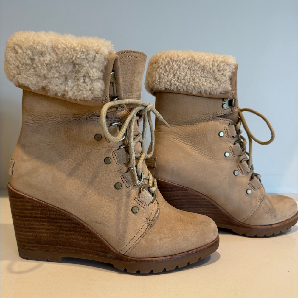 Sorel Tan Wedge Boots